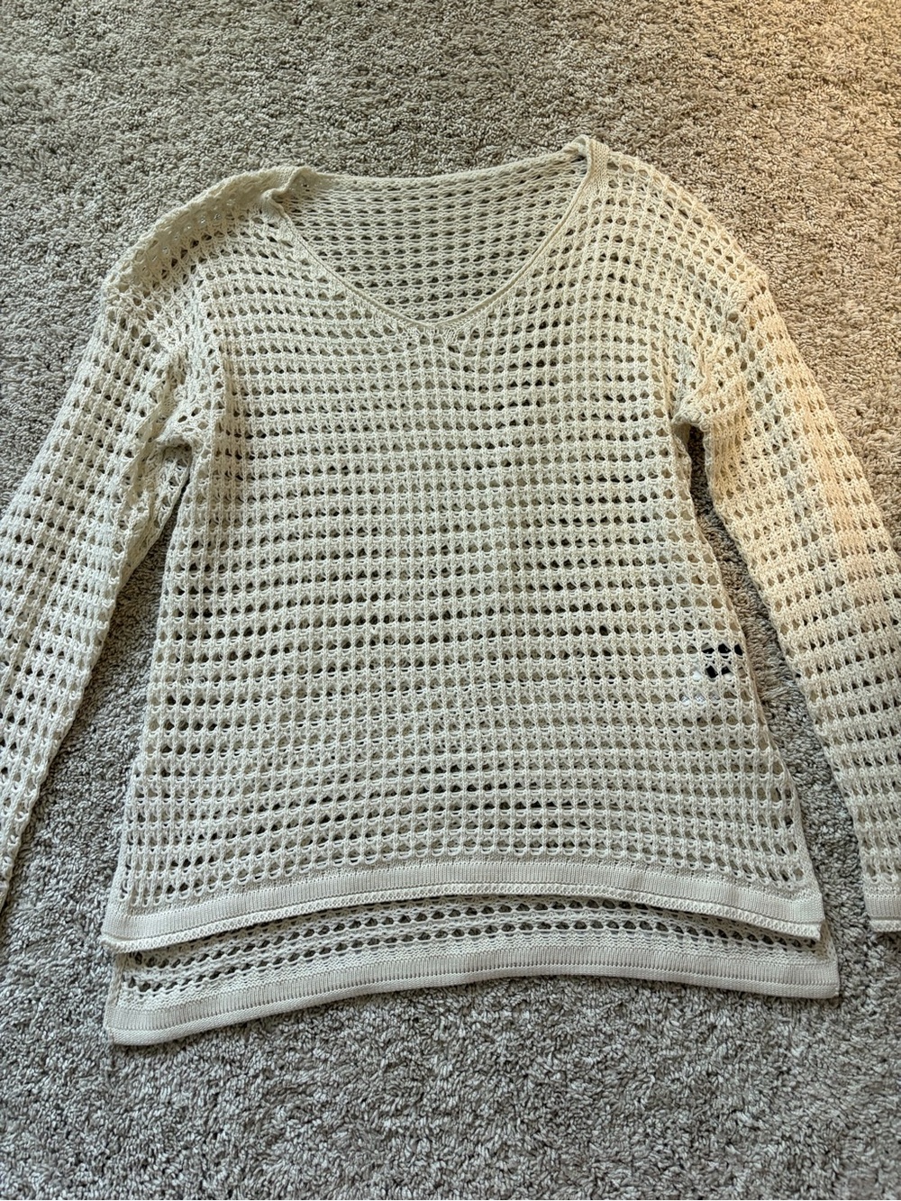 Women’s Open-Knit Crochet Swim Coverup in Cream